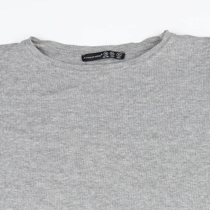 Close-up detail of Atmosphere women’s grey basic t-shirt, size UK 10