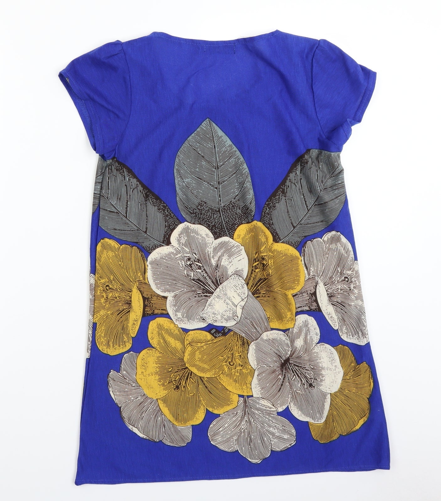 Angel Eye Womens Blue Floral  Basic Blouse Size M  - longline