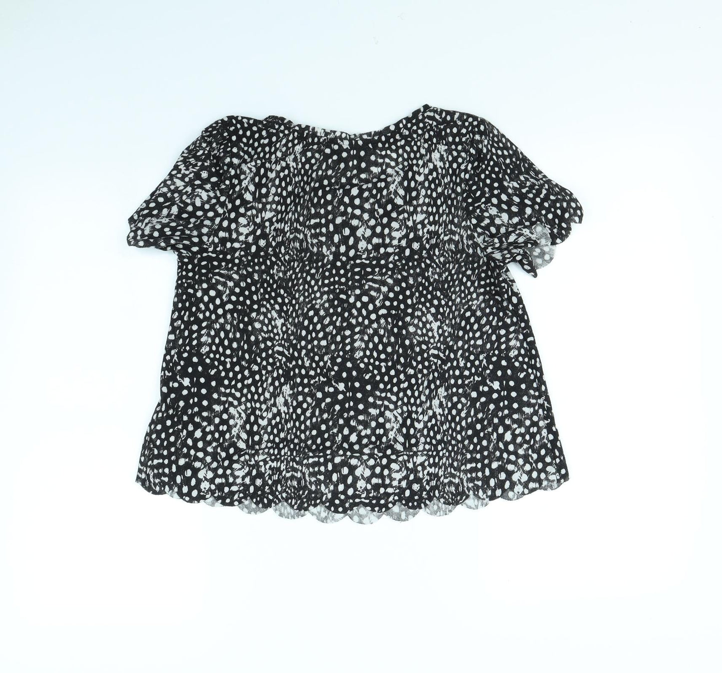 Topshop Womens Black Polka Dot  Cropped T-Shirt Size 6