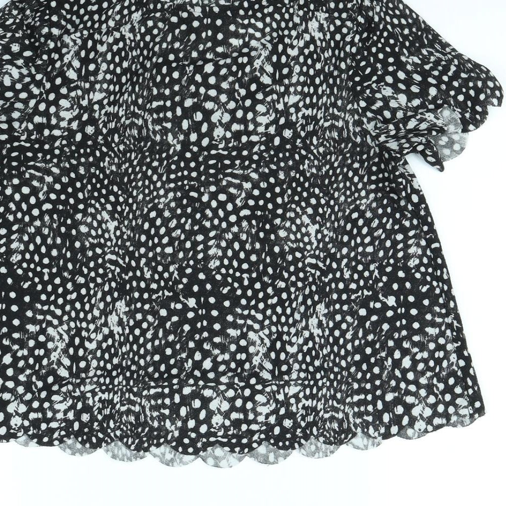 Topshop Womens Black Polka Dot  Cropped T-Shirt Size 6