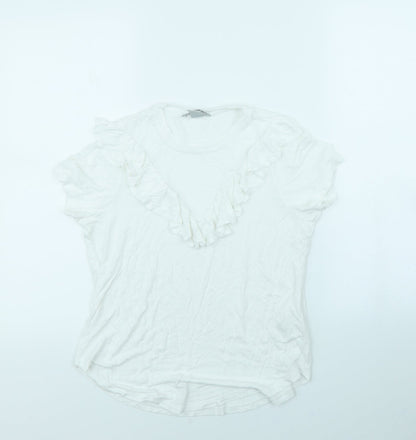 Front view of H&M women’s white basic tank, size S