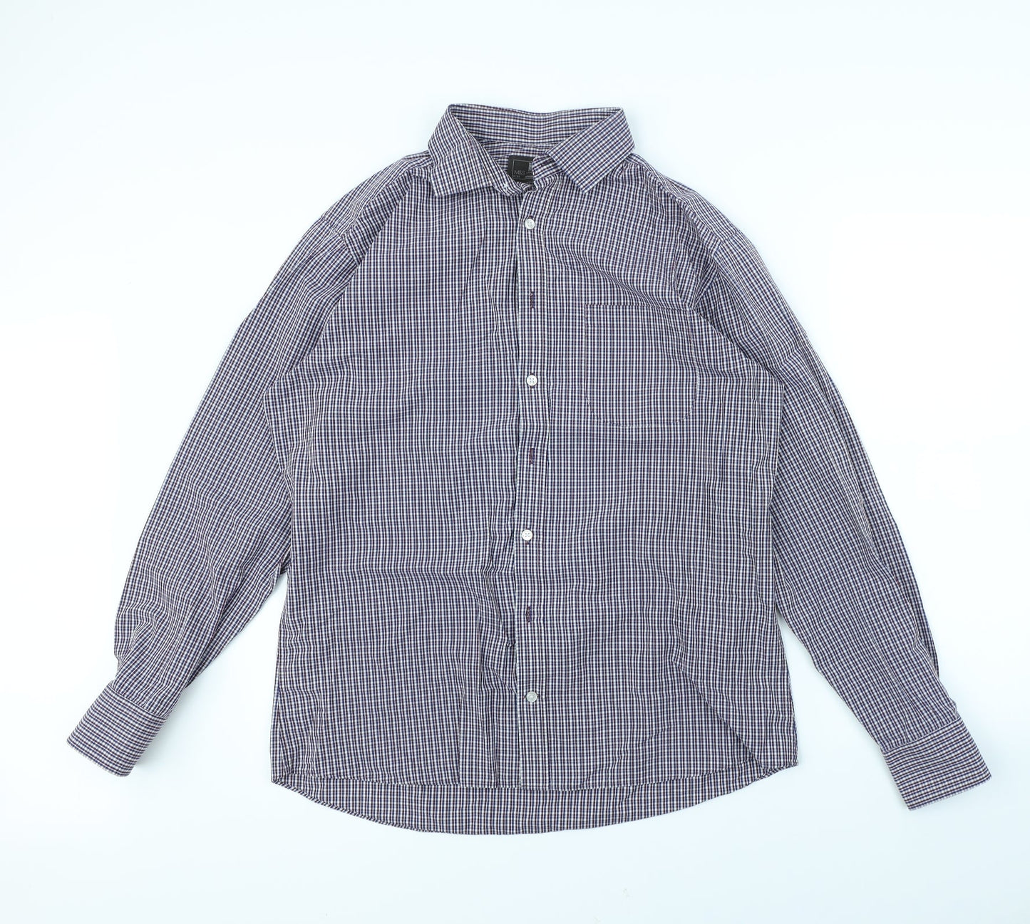 M&S Mens Red Check   Dress Shirt Size 42