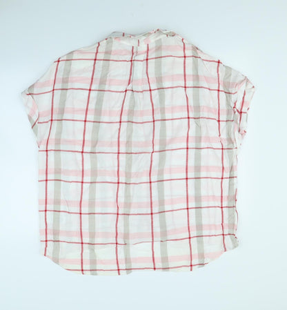 Back view of Primark women’s white check basic button-up, size UK 14
