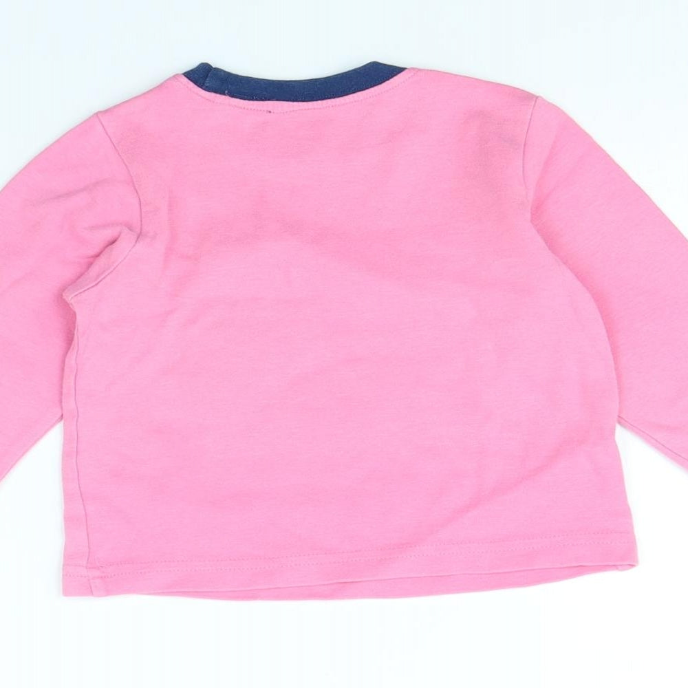 Nutmeg Girls Pink   Basic T-Shirt Size 9-12 Months  - Owl