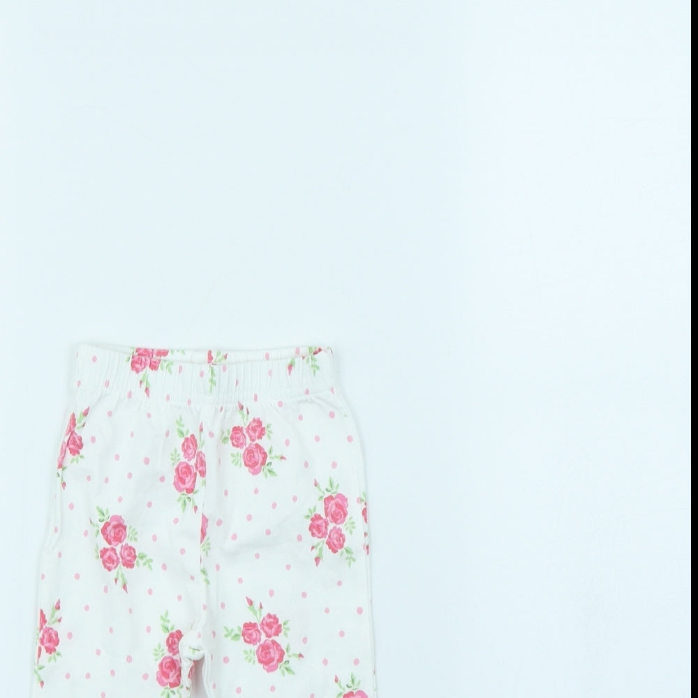 George Girls White Floral  Capri Trousers Size 9 Months