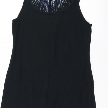 Brand and care label for ESPRIT women’s black basic tank, size L