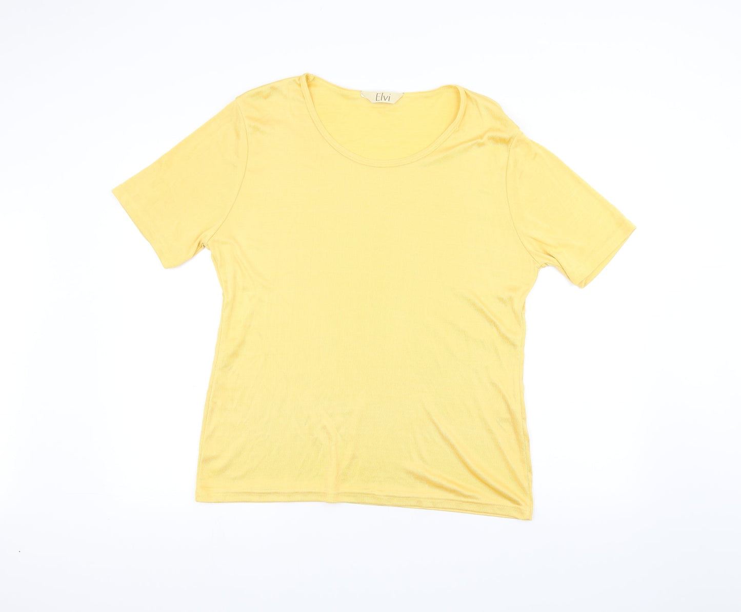 ELVI Womens Yellow   Basic T-Shirt Size M