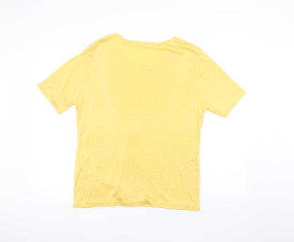 Back view of ELVI women’s yellow basic t-shirt, size M