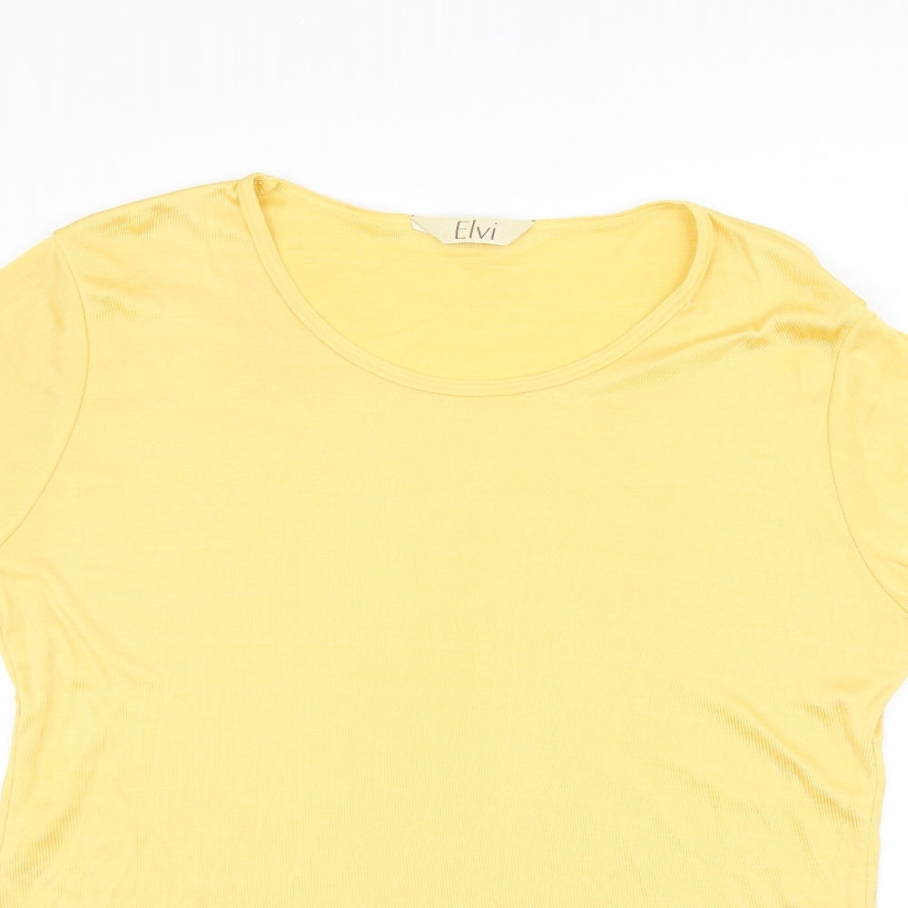 ELVI Womens Yellow   Basic T-Shirt Size M