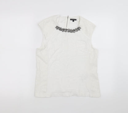 Additional front view of Warehouse women’s white basic tank, size M