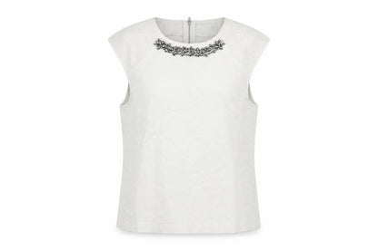 Front view of Warehouse women’s white basic tank, size M