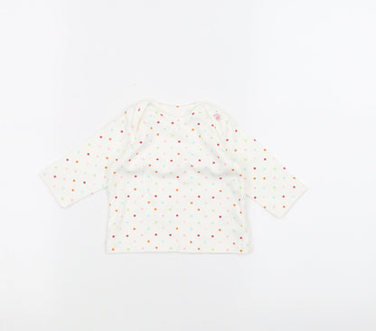 Additional front view of Marks & Spencer Baby White Polka Dot jumper, size 0-3, Months