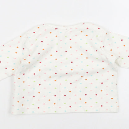 Brand and care label for Marks & Spencer Baby White Polka Dot jumper, size 0-3, Months