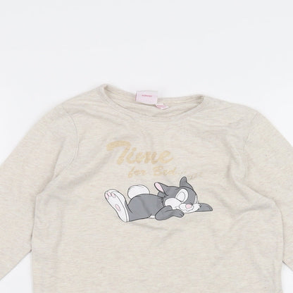 Close-up detail of Disney girls’ white basic t-shirt, size 6-7, years - rabbit
