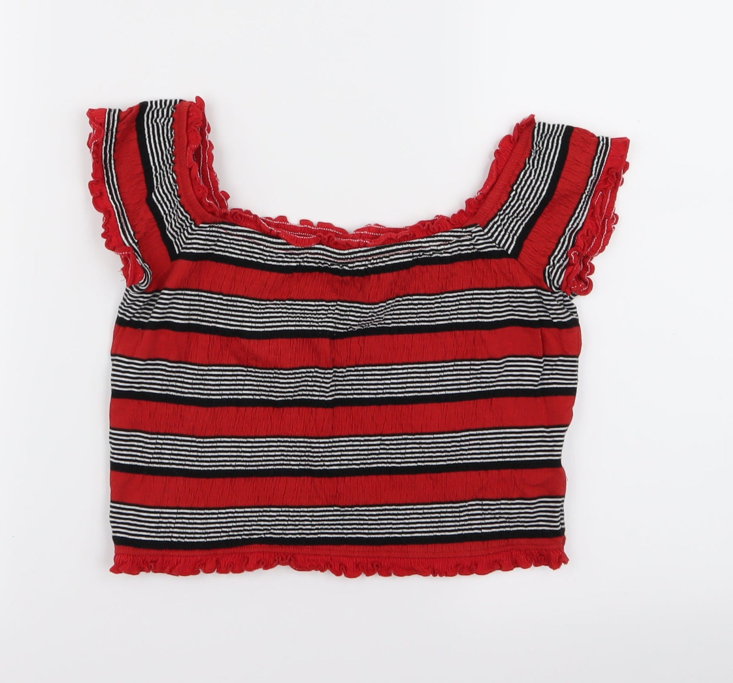 new lok Womens Red Striped  Cropped Blouse Size 10