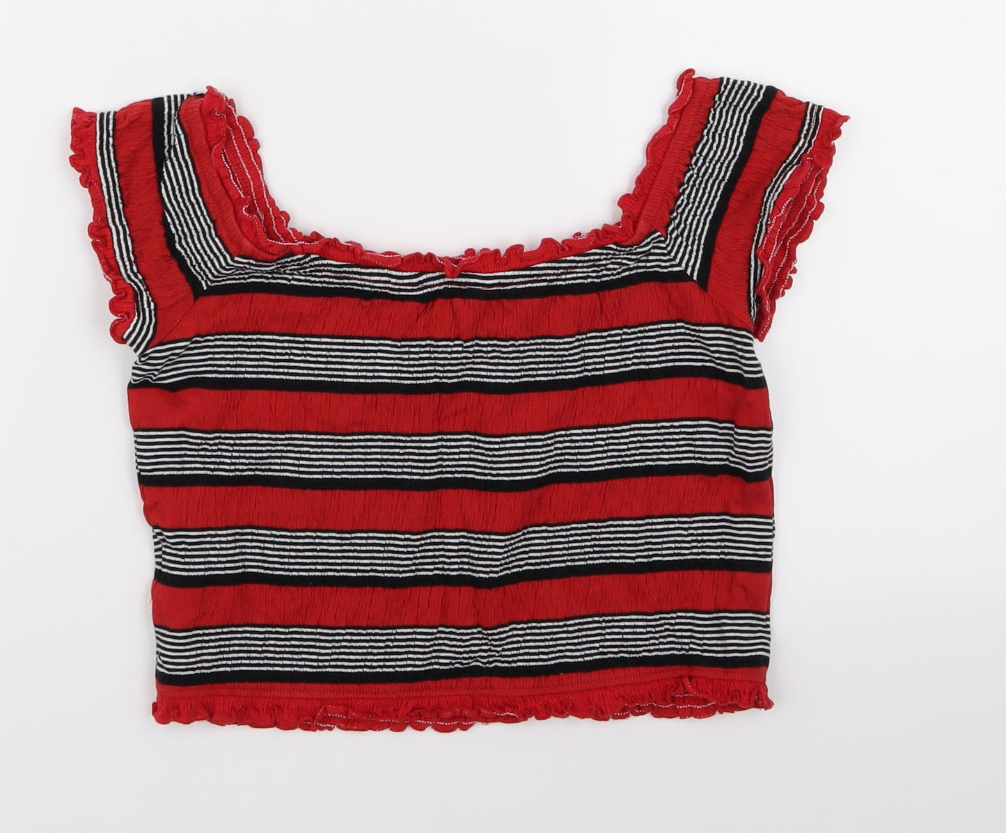 new lok Womens Red Striped  Cropped Blouse Size 10