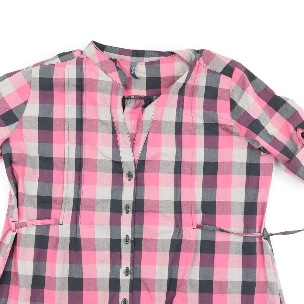 Preworn Womens Pink Check  Basic Button-Up Size 8