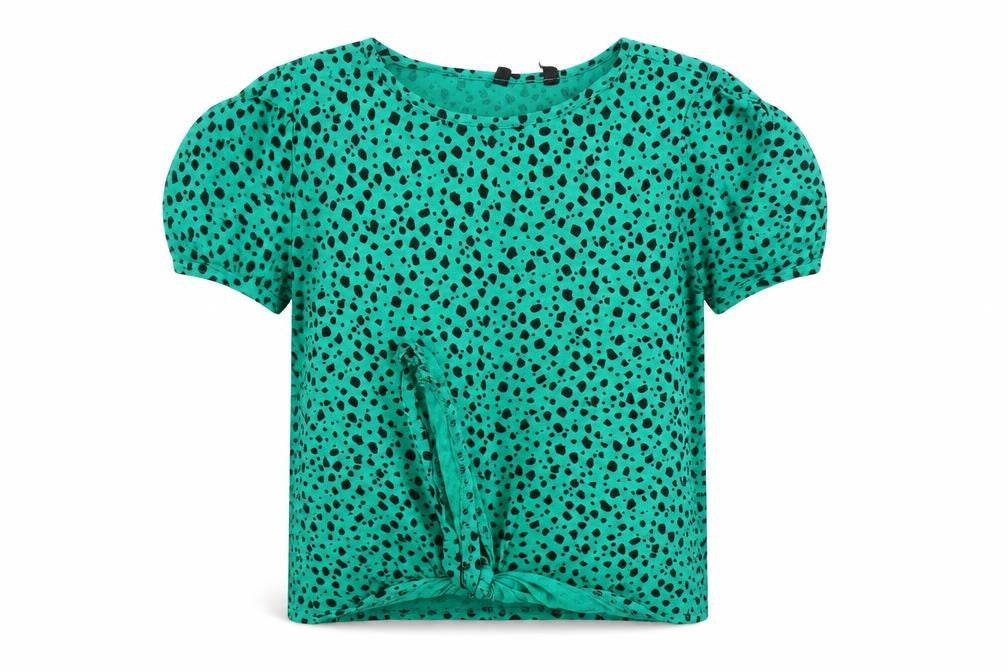 Preworn Womens Green Animal Print  Basic T-Shirt Size 12