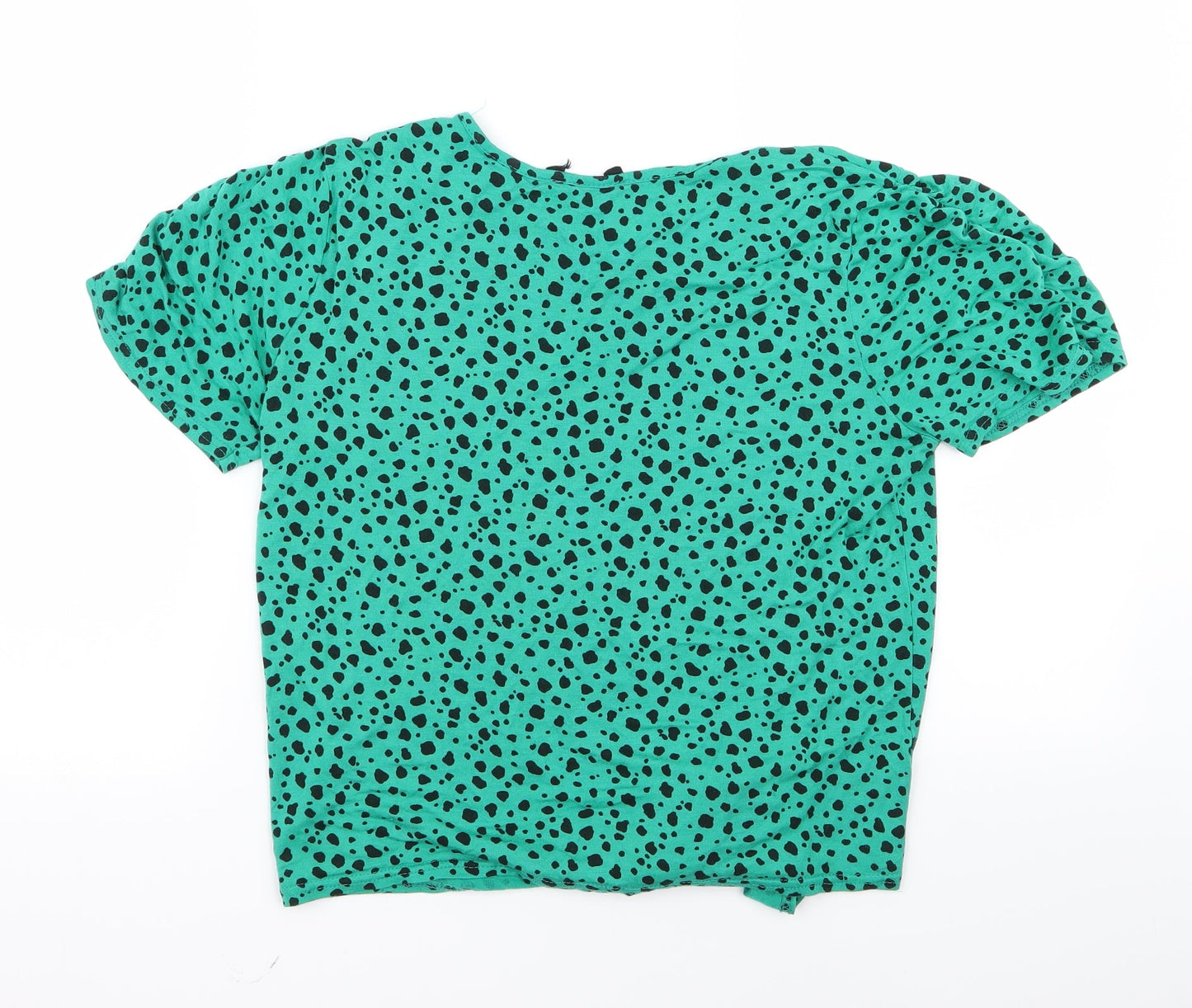 Preworn Womens Green Animal Print  Basic T-Shirt Size 12
