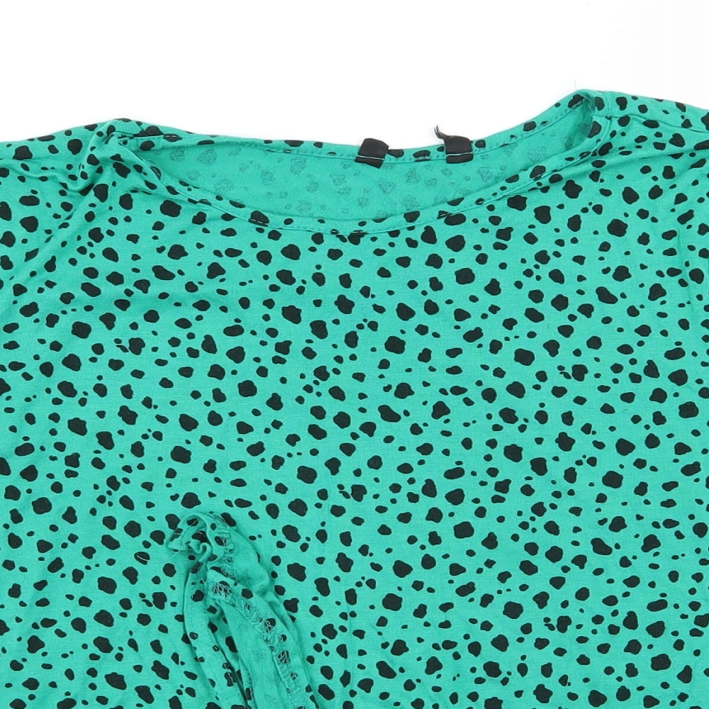 Preworn Womens Green Animal Print  Basic T-Shirt Size 12