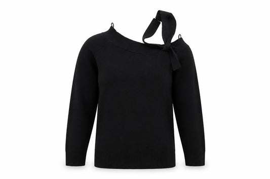 Front view of selet women’s black basic t-shirt, size UK 10, - v