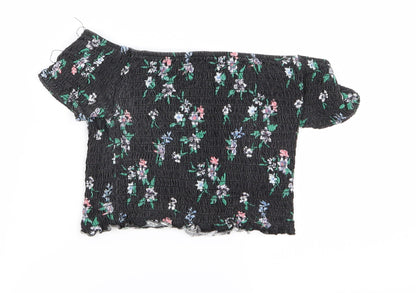 Additional front view of Primark women’s black floral basic blouse, size UK 10