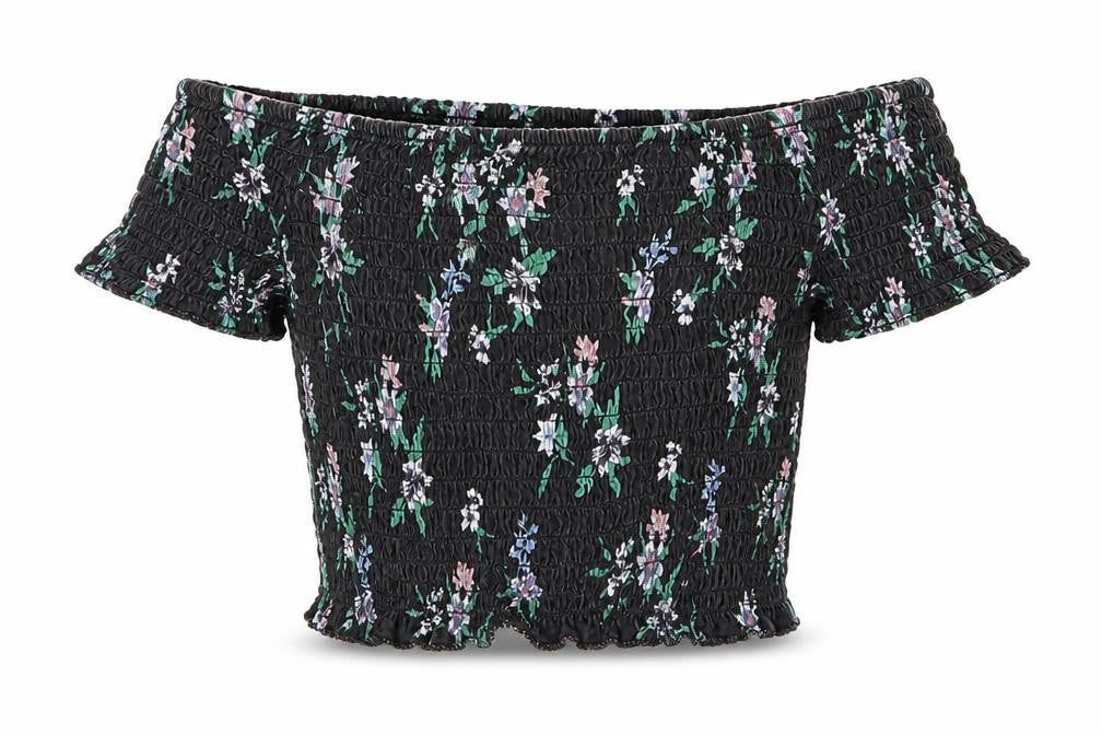 primrk Womens Black Floral  Basic Blouse Size 10