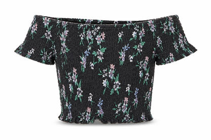Front view of Primark women’s black floral basic blouse, size UK 10