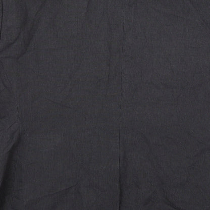 Brand and care label for H&M women’s grey trench coat coat, size UK 34