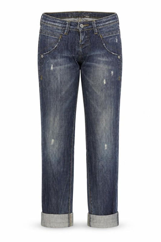 Front view of Edward women’s blue denim straight jeans, size UK 26, in, 28-inch leg