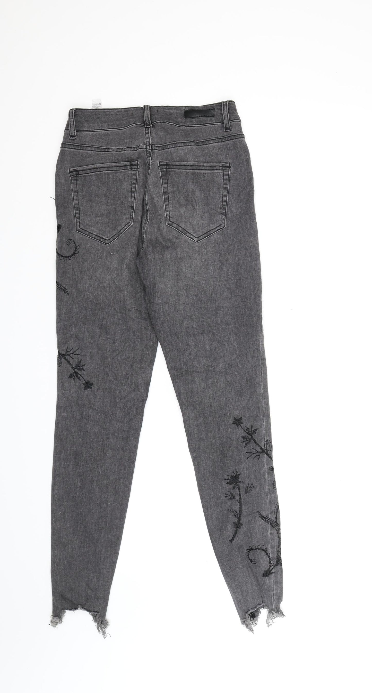 Pieces Womens Black Floral Denim Skinny Jeans Size XS L28 in