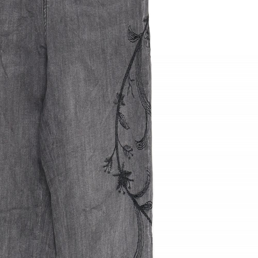 Pieces Womens Black Floral Denim Skinny Jeans Size XS L28 in
