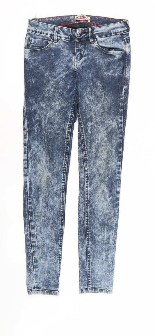 Front view of Terranova women’s blue denim straight jeans, size XS, 29-inch leg