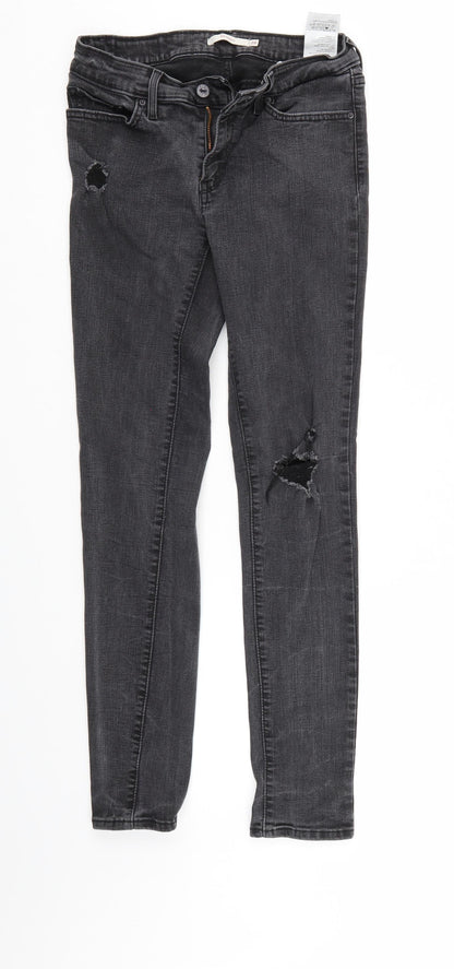 Additional front view of 711 men’s black denim skinny jeans, size 28, 31-inch leg