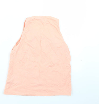 Back view of New Look women’s orange floral basic tank, size UK 10