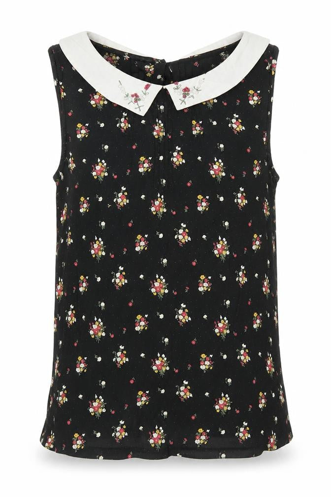 New Look Womens Black Floral  Basic Blouse Size 8