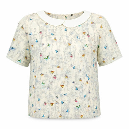Front view of Atmosphere women’s beige floral basic blouse, size UK 10