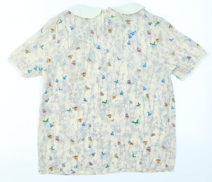 Back view of Atmosphere women’s beige floral basic blouse, size UK 10