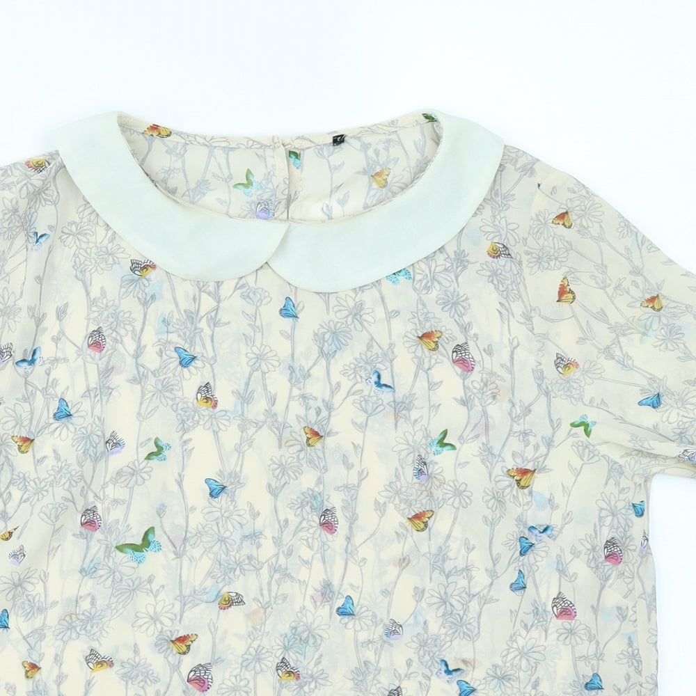 Atmosphere Womens Beige Floral  Basic Blouse Size 10