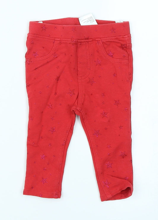 H&M Girls Red Spotted  Jogger Jeans Size 3-6 Months
