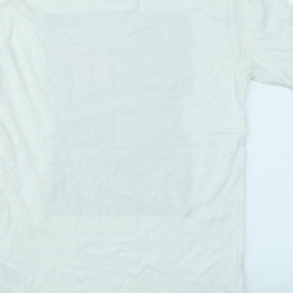 Brand and care label for Cars Jeans women’s white basic t-shirt, size UK 14