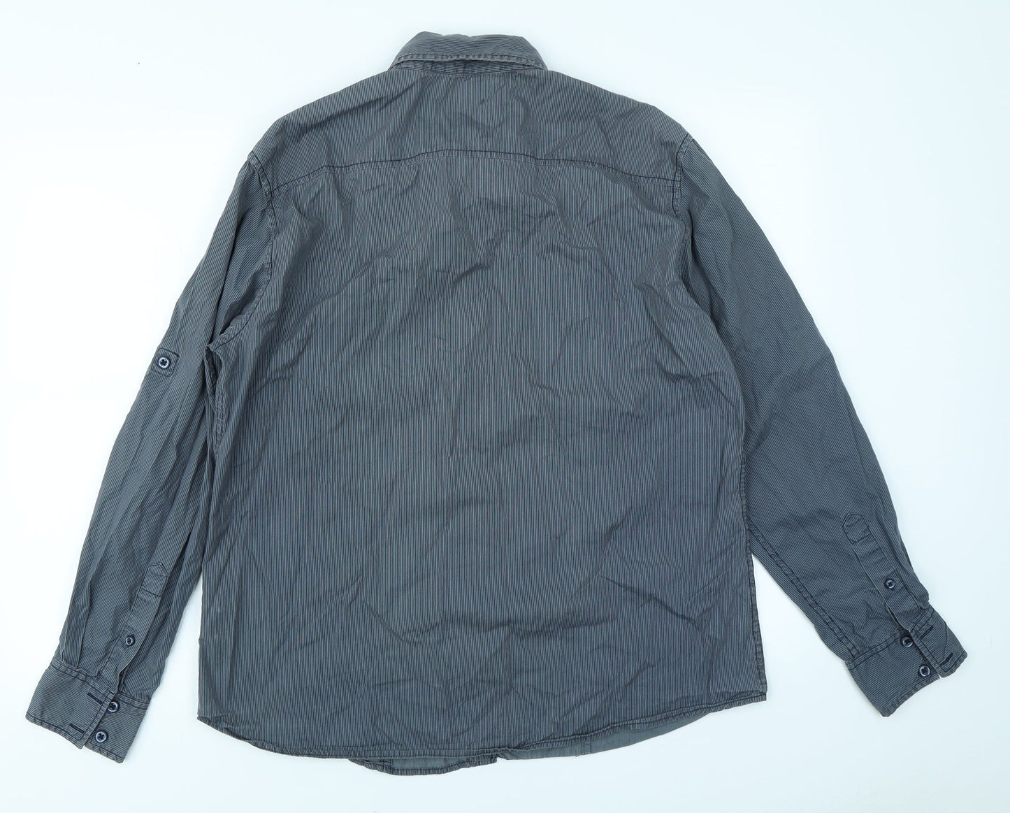 Denim Seventy3 Mens Blue Striped   Button-Up Size L