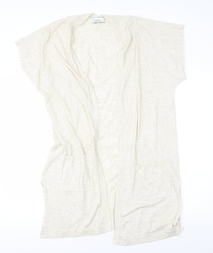 Front view of Next women’s beige cardigan jumper, size UK 10
