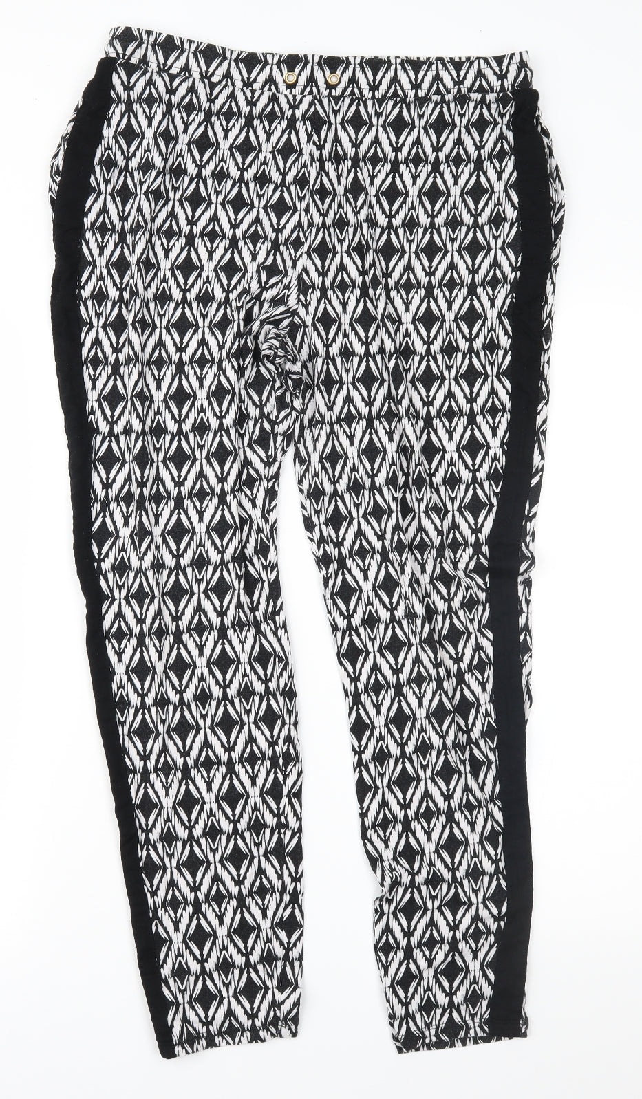 F&F Womens Black Geometric  Harem Trousers Size 12 L28 in