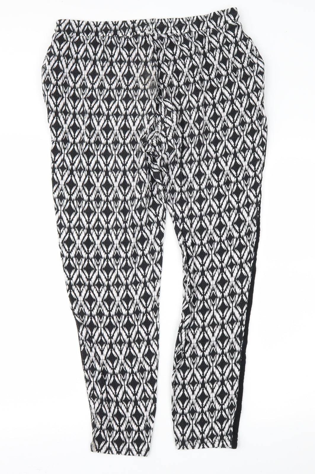 F&F Womens Black Geometric  Harem Trousers Size 12 L28 in