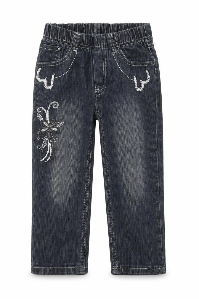 Preworn Girls Black  Denim Straight Jeans Size 4 Years