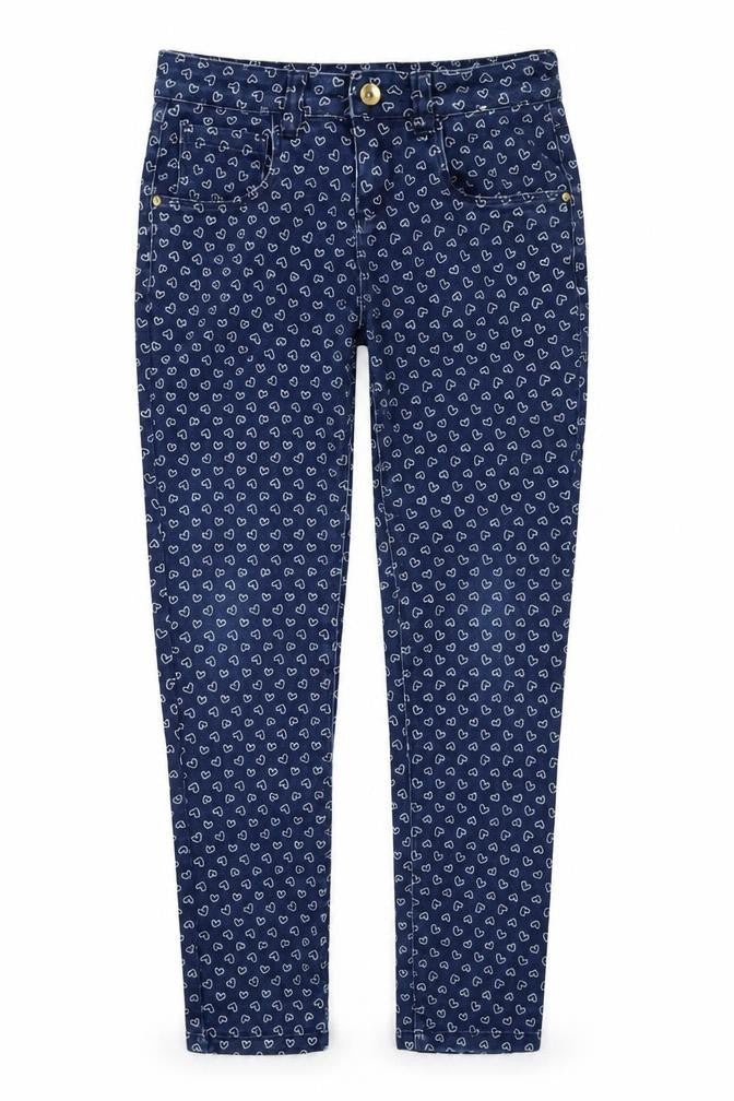 Denim & Co. Girls Blue Geometric Denim Skinny Jeans Size 12 Years