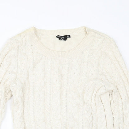 Close-up detail of H&M women’s ivory jumper, size XS