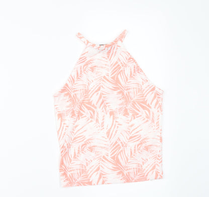 Back view of Primark women’s white floral basic t-shirt, size UK 4