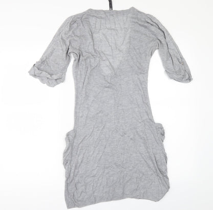 Back view of BAY women’s grey cardigan jumper, size UK 6